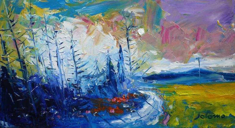 A wet wild day Cortachy Angus 10x18 - John Lowrie Morrison