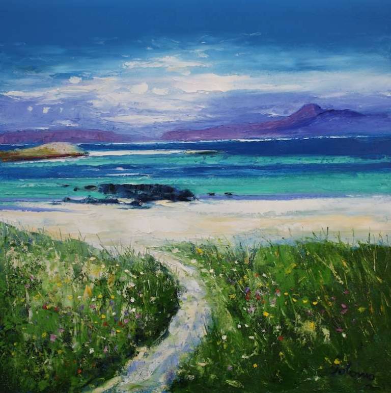 Iona looking to Ben More Mull 24x24 - John Lowrie Morrison