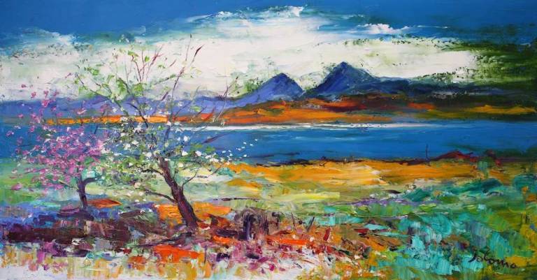Knapdale looking to the Paps of Jura 16x30 - John Lowrie Morrison