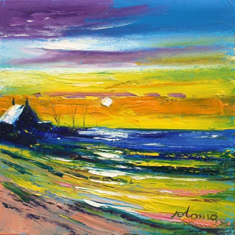 Eveninglight Muasdale Beach Kintyre 12x12 - John Lowrie Morrison