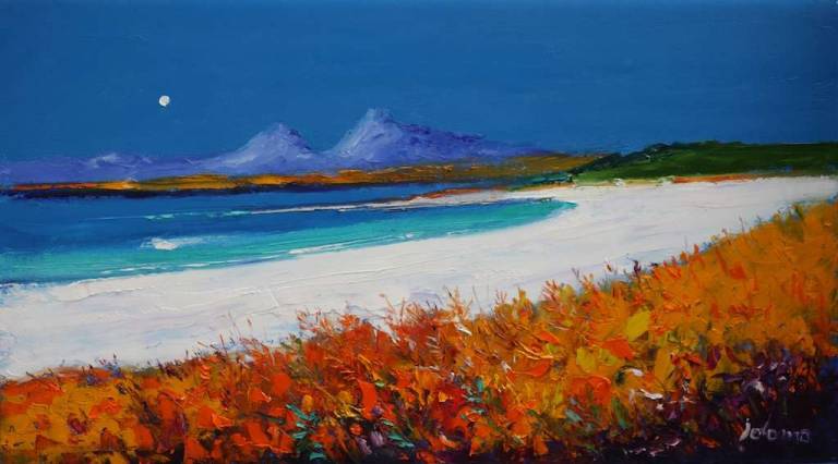 Autumn eveninglight Kilmory Beach Knapdale 18x32 - John Lowrie Morrison