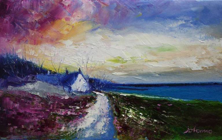 Storm passing over Ormsary Knapdale 10x16 - John Lowrie Morrison