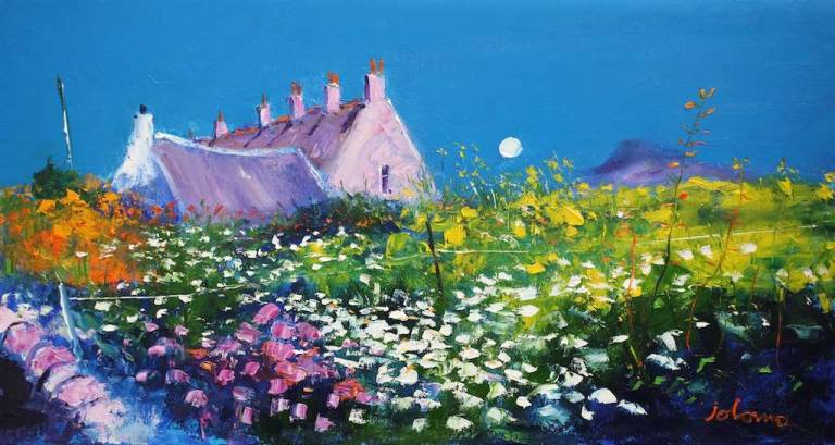 Eveninglight Bishop's House garden Iona 16x30 - John Lowrie Morrison