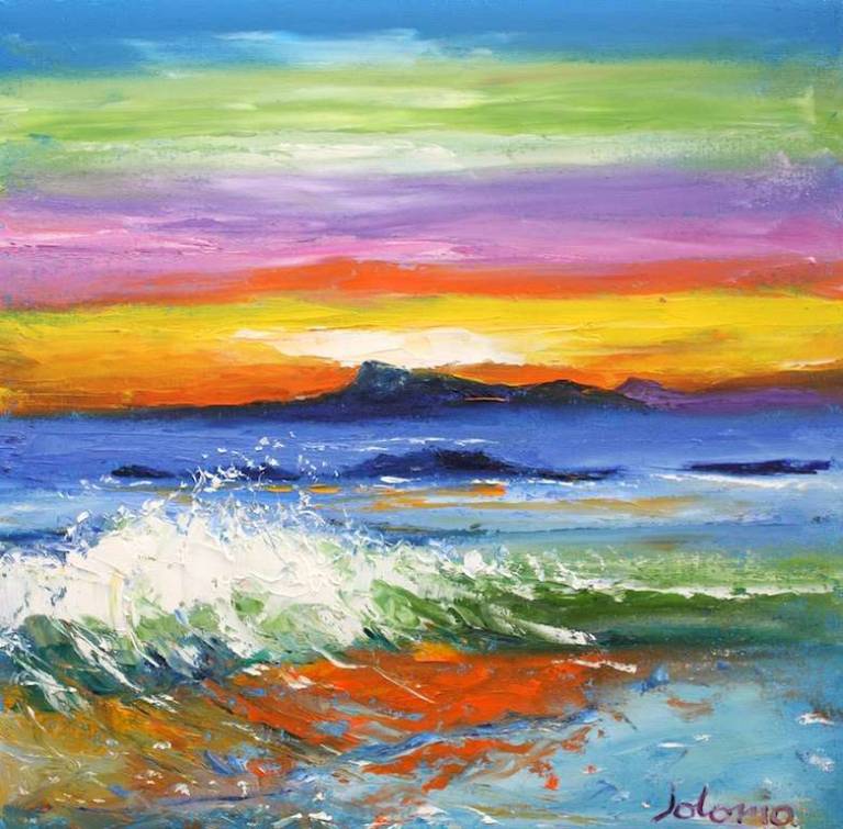 Early morninglight Iona looking to Mull 16x16 - John Lowrie Morrison
