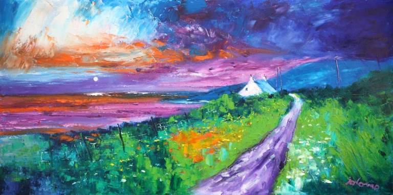 Evening storm passing Westport Kintyre 20x40 - John Lowrie Morrison