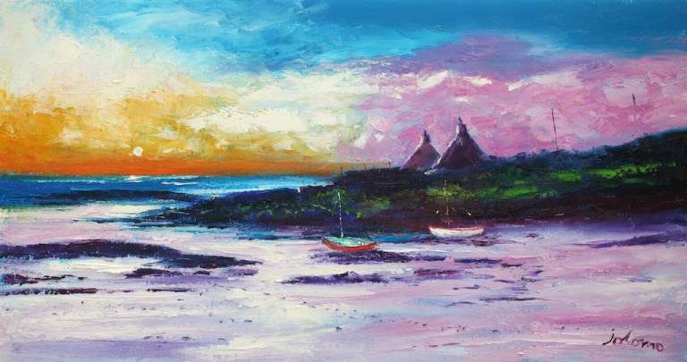 An evening low tide Mannal Isle of Tiree 16x30 - John Lowrie Morrison