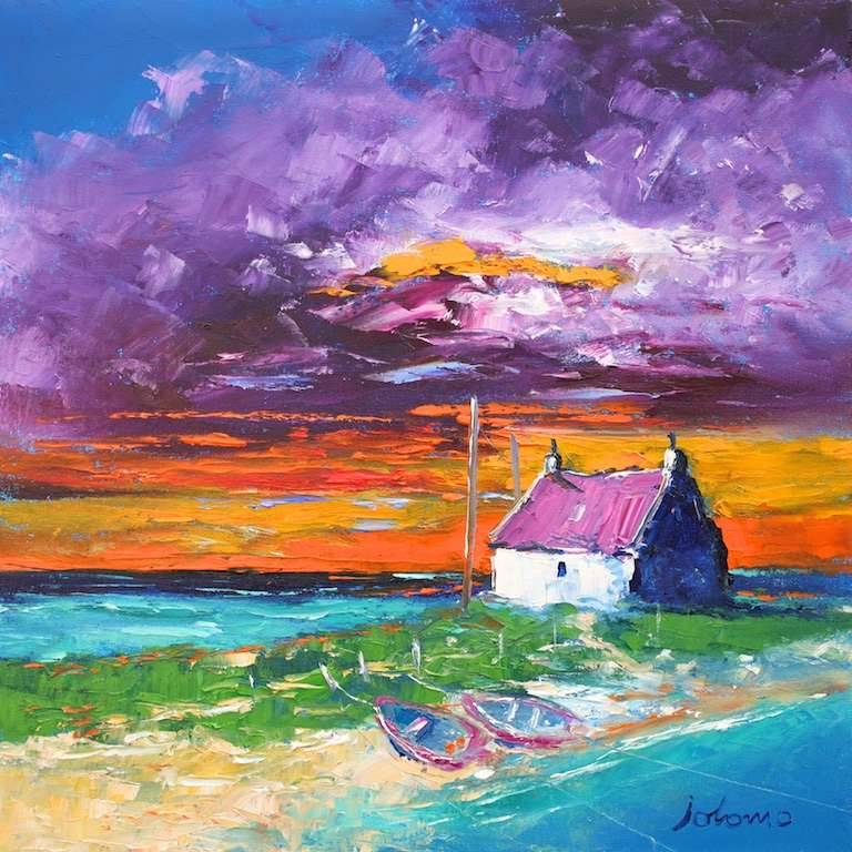 Stormy sunset Isle of Tiree 16x16 - John Lowrie Morrison