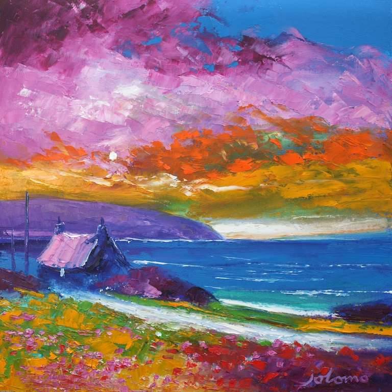 Quiet eveninglight Westport Kintyre 16x16 - John Lowrie Morrison