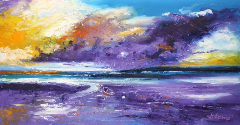 Storm over Rathlin Island from Kintyre 16x30 - John Lowrie Morrison