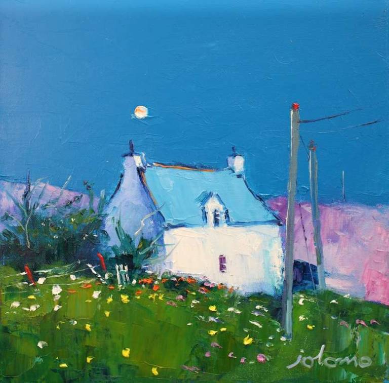 The blue roof Isle of Eriskay 12x12 - John Lowrie Morrison
