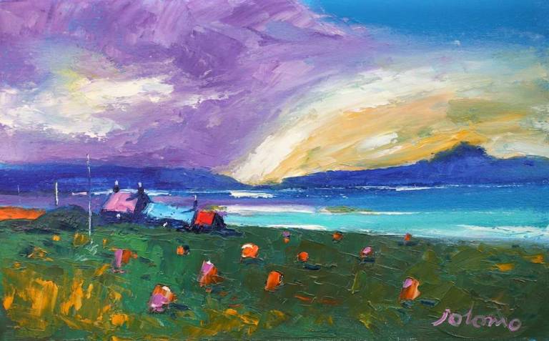 Big rainstorm passing - Ardionra Isle of Iona 10x16 - John Lowrie Morrison