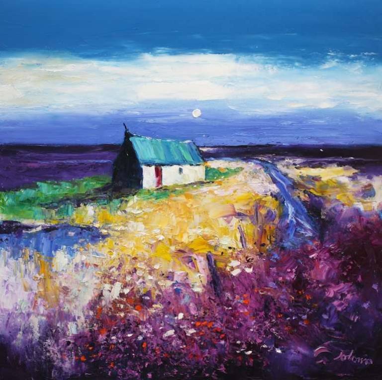 A bothy on the Machair Isle of Lewis 30x30 - John Lowrie Morrison
