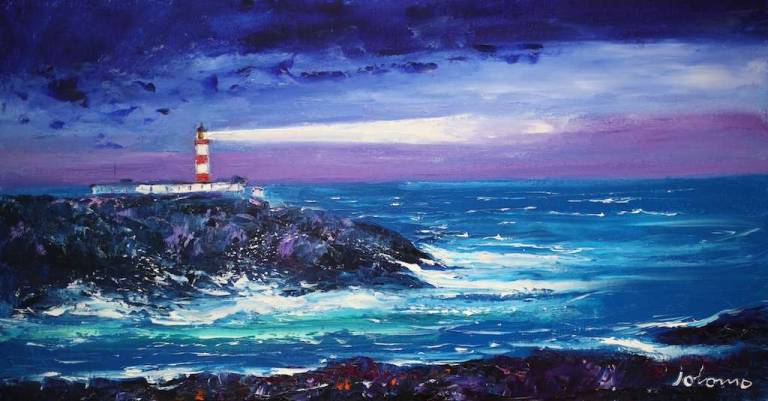 Eveninglight Scalpay Lighthouse Isle of Harris 16x30 - John Lowrie Morrison