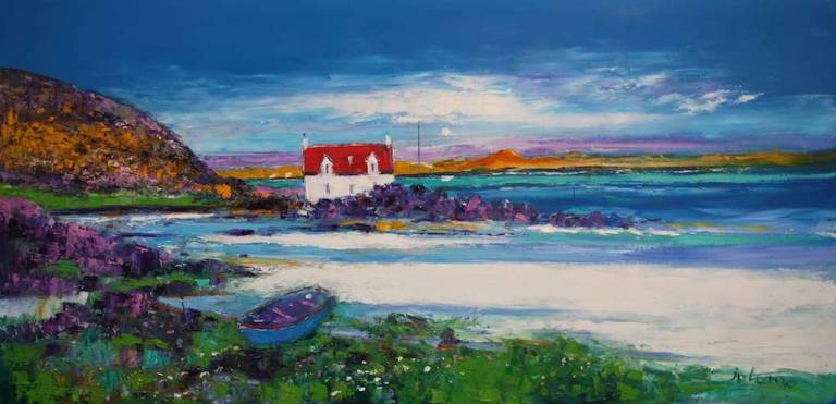 Low tide Traigh Mhor (airport) Isle of Barra 20x40 - John Lowrie Morrison