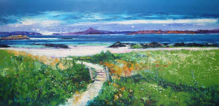 A summer evening light Traigh Bhan Isle of Iona 30x60 - John Lowrie Morrison