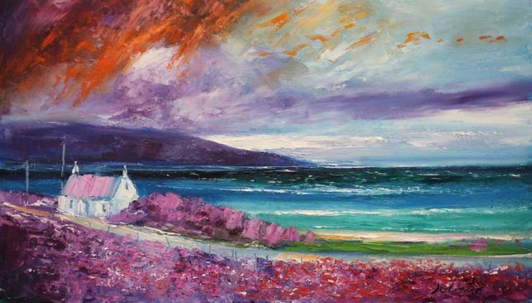 Wild heather the Mull of Kintyre 14x24 - John Lowrie Morrison