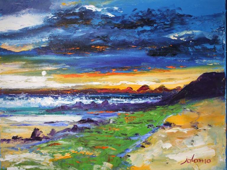 Eveninglight the Paps of Jura from Kintyre 14x18 - John Lowrie Morrison