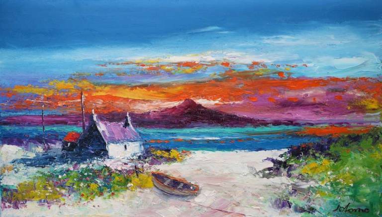 Fading light on the Uists 14x24 - John Lowrie Morrison