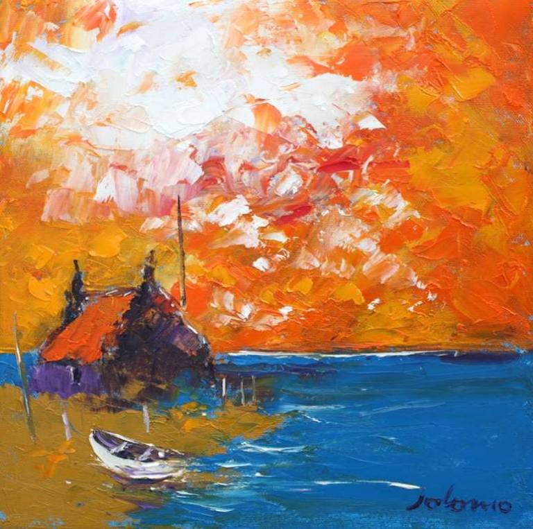 A stormy sunset North Uist 12x12 - John Lowrie Morrison