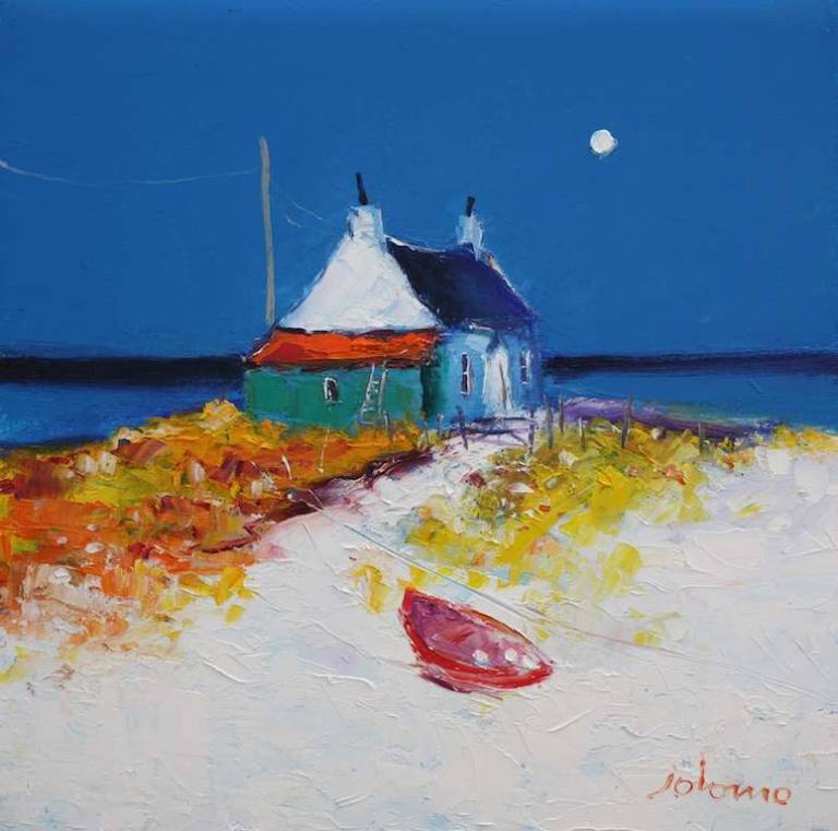 Croft on the shore Isle of Tiree 16x16 - John Lowrie Morrison