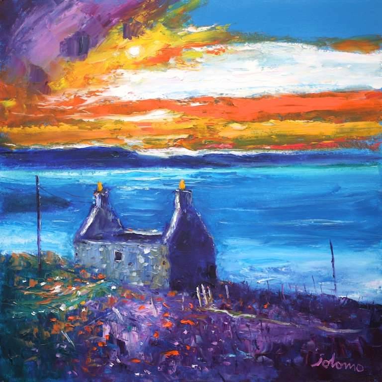 Ruined croft house The Great Bernera Isle 24x24 - John Lowrie Morrison