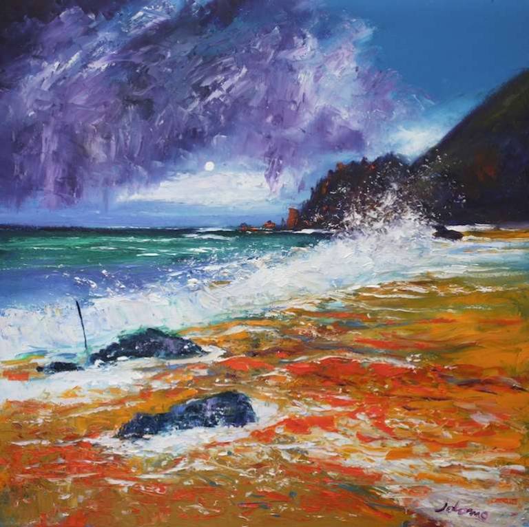 Storm over Mangersta Beach Uig Isle of Lewis 30x30 - John Lowrie Morrison