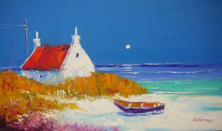 Beached boat Isle of Barra 14x24 - John Lowrie Morrison