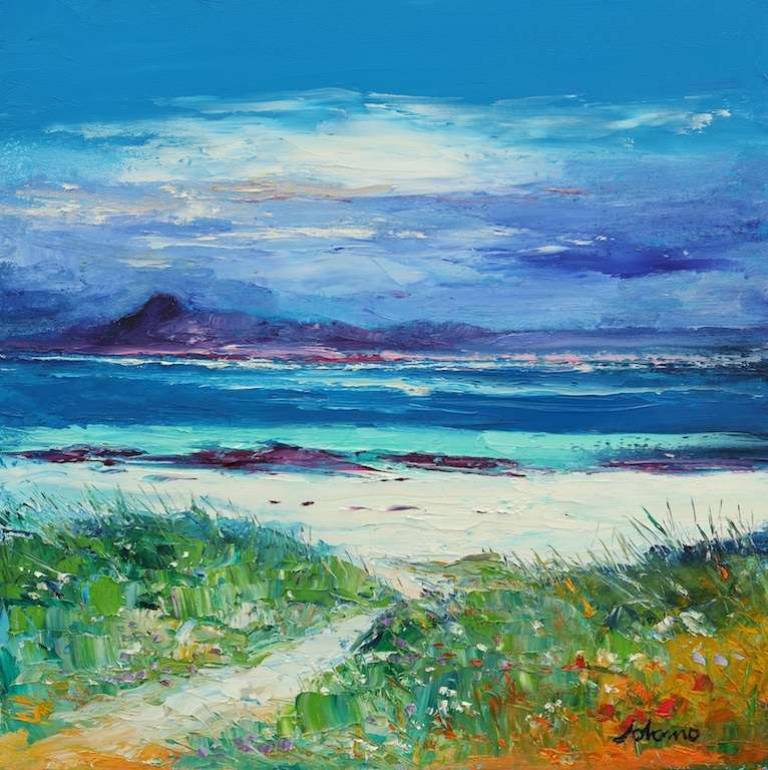 A rocky beach Isle of Iona 16x16 - John Lowrie Morrison