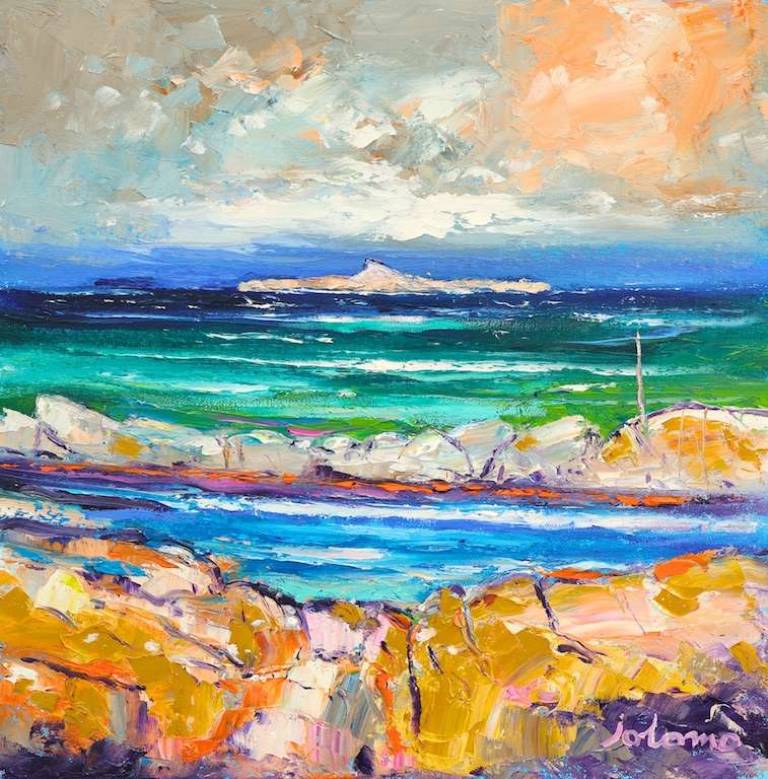 Storm moving over The Dutchman's Cap Iona 16x16 - John Lowrie Morrison