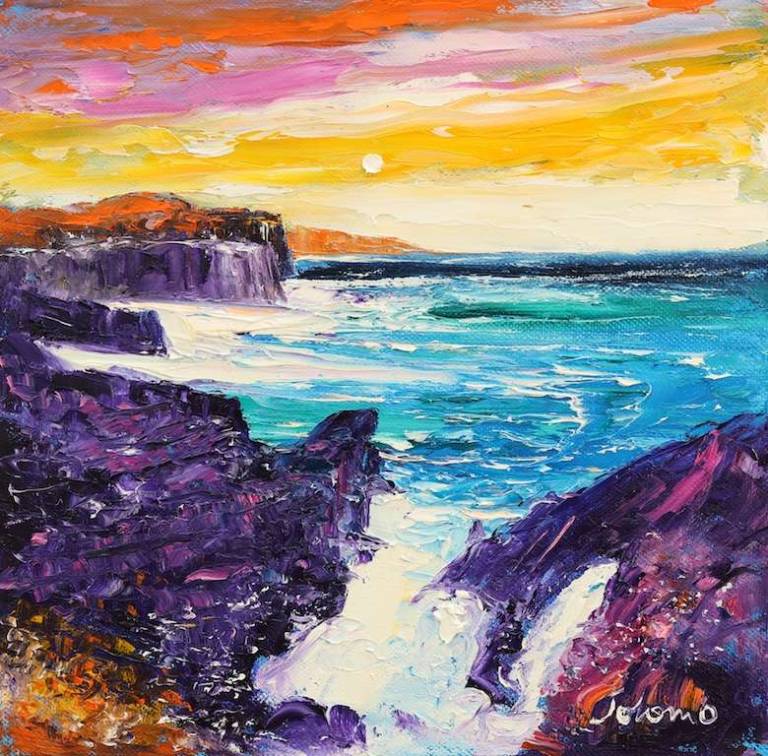 The cliffs of Dail Beag Isle of Lewis 10x10 - John Lowrie Morrison