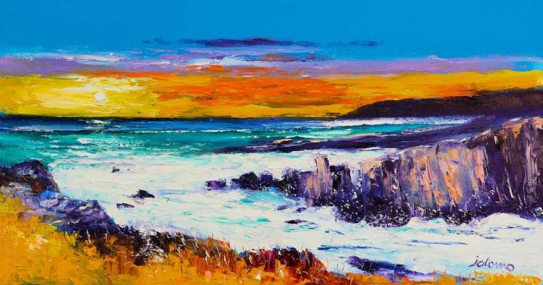 Night falls on The Mangersta froth 16x30 - John Lowrie Morrison