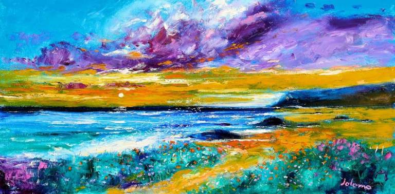 Storm over the singing sands of Isla 20x40 - John Lowrie Morrison