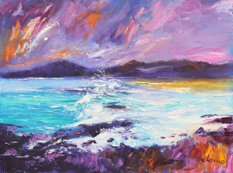 Stormy evening Luskentyre Isle of Harris 18x24 - John Lowrie Morrison