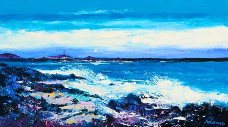 The rocky coast of Islay looking to the Rhinns Lighthouse 18x32 - John Lowrie Morrison