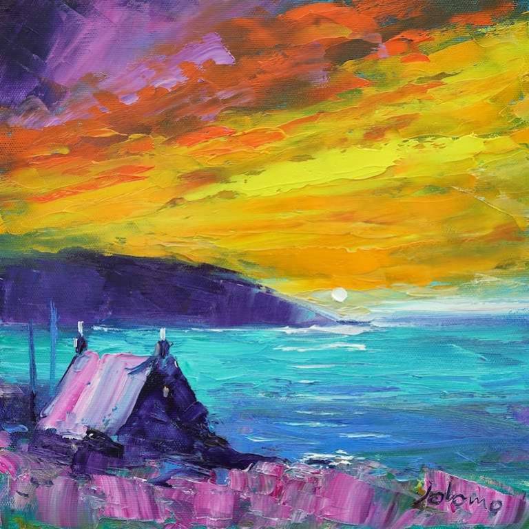 Eveninglight looking to the sea Kintyre 12x12 - John Lowrie Morrison