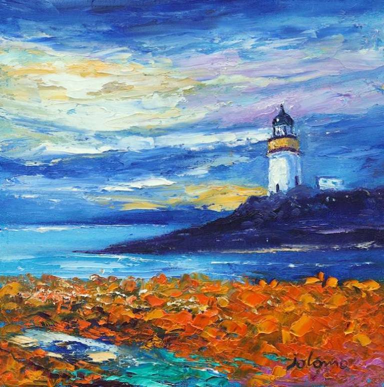 Low tide Arnish Point Lighthouse Isle of Lewis 12x12 - John Lowrie Morrison