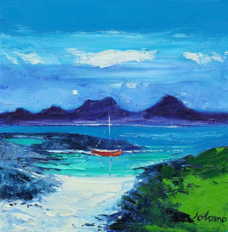 Paps of Jura from Oronsay Colonsay a quiet mooring 12x12 - John Lowrie Morrison