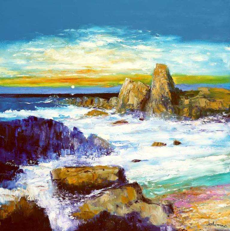 The Gauldrons Innean Nan Gaillean Bay of Storms Kintyre 36x36 - John Lowrie Morrison