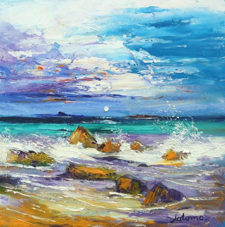 The yellow rocks Isle of Iona 16x16 - John Lowrie Morrison