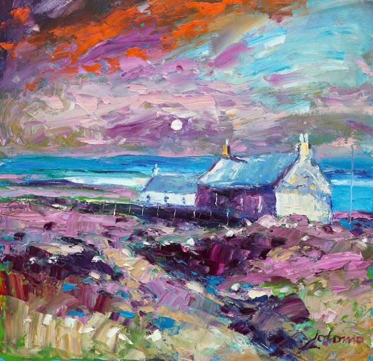 Eveninglight St Ninians Bay Isle of Bute 16x16 - John Lowrie Morrison