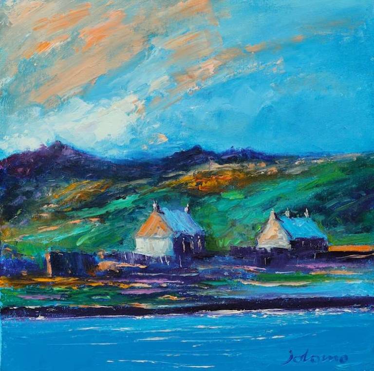 Sunset St Ninian's Bute 16x16 - John Lowrie Morrison