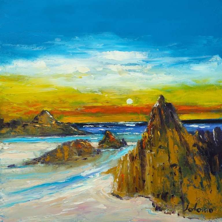 Big rocks Isle of Iona 20x20 - John Lowrie Morrison