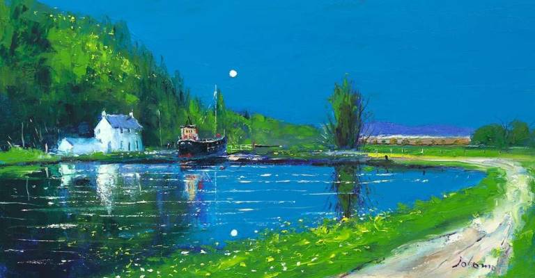 The VIC 32 on the Crinan Canal 16x30 - John Lowrie Morrison