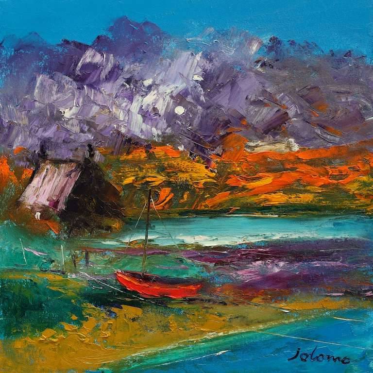 Stormy dawnlight Isle of Gigha 16x16 - John Lowrie Morrison