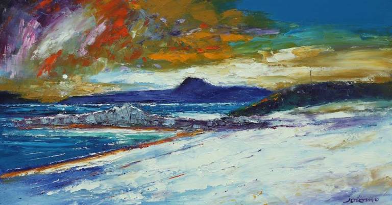 Ben More looking from Isle of Iona 16x30 - John Lowrie Morrison