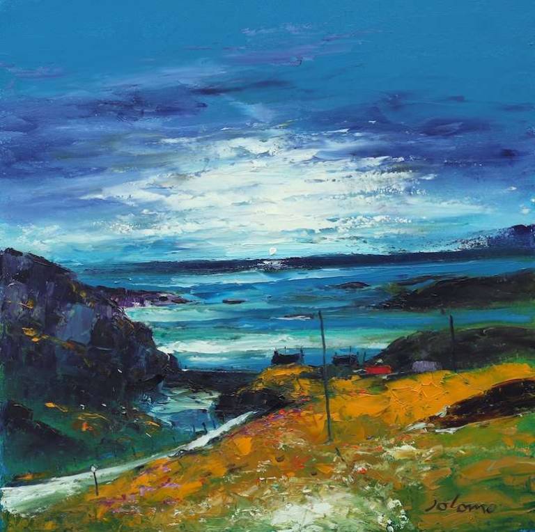 Night falls on Geocrab Isle of Harris 24x24 - John Lowrie Morrison