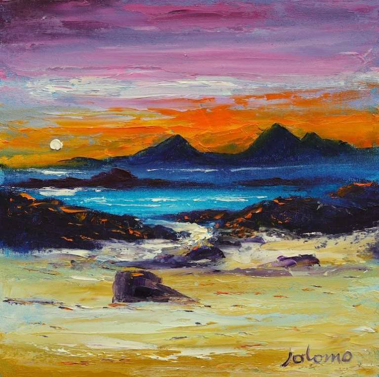 Portuairk looking to the Small Ilses 12x12 - John Lowrie Morrison