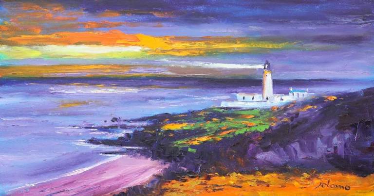 Rubha Reidh Lighthouse sunset Isle of Skye 16x30 - John Lowrie Morrison