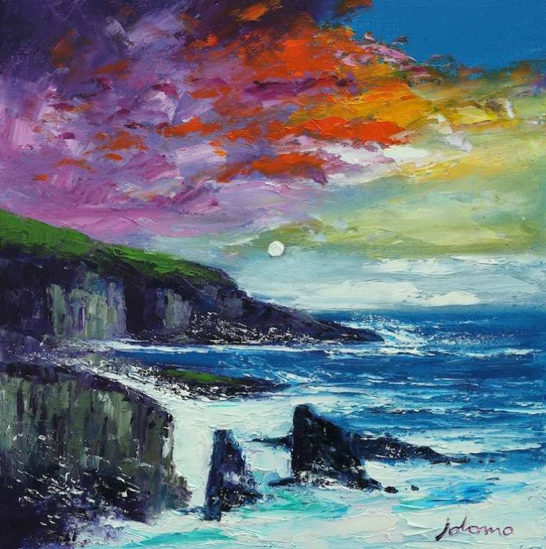 The cliffs of Isle of Lewis 16x16 - John Lowrie Morrison