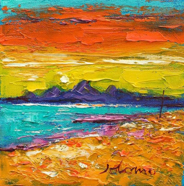 The Paps of Jura Eveninglight 6x6 - John Lowrie Morrison